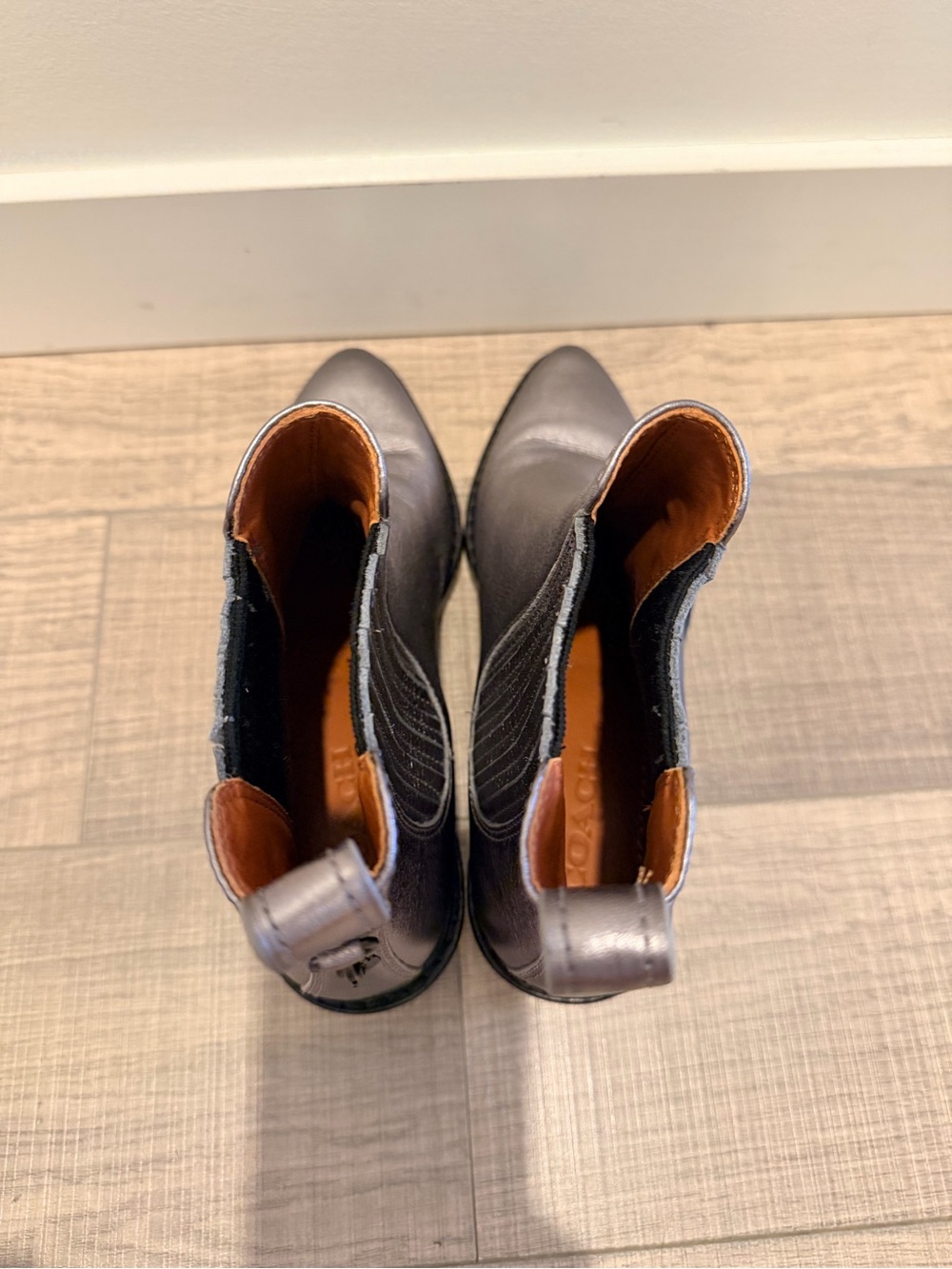 Coach Metallic Silver Pointed Chelsea Ankle Boots - Picture 7 of 7